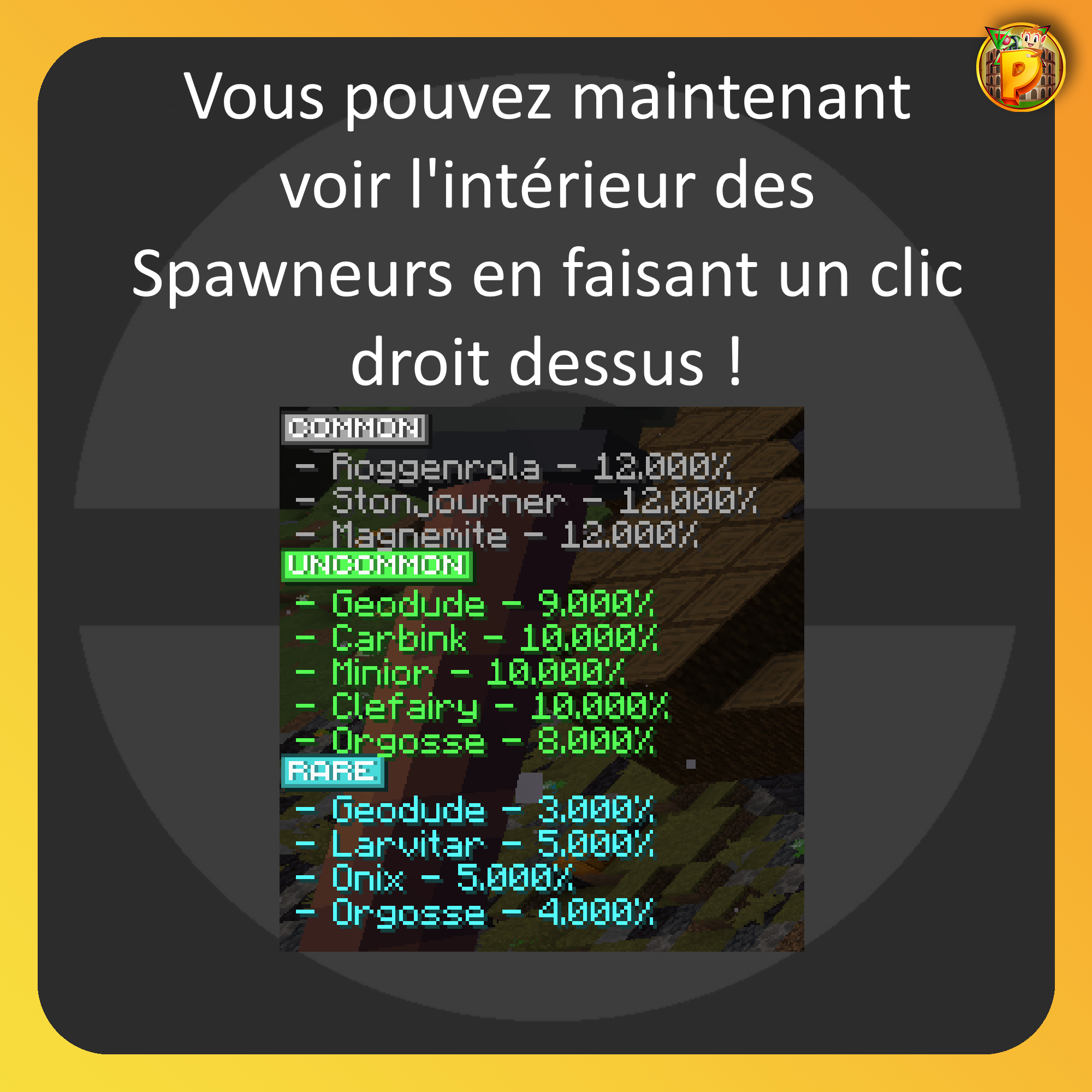 Ajout de la visibilité des Spawneurs !